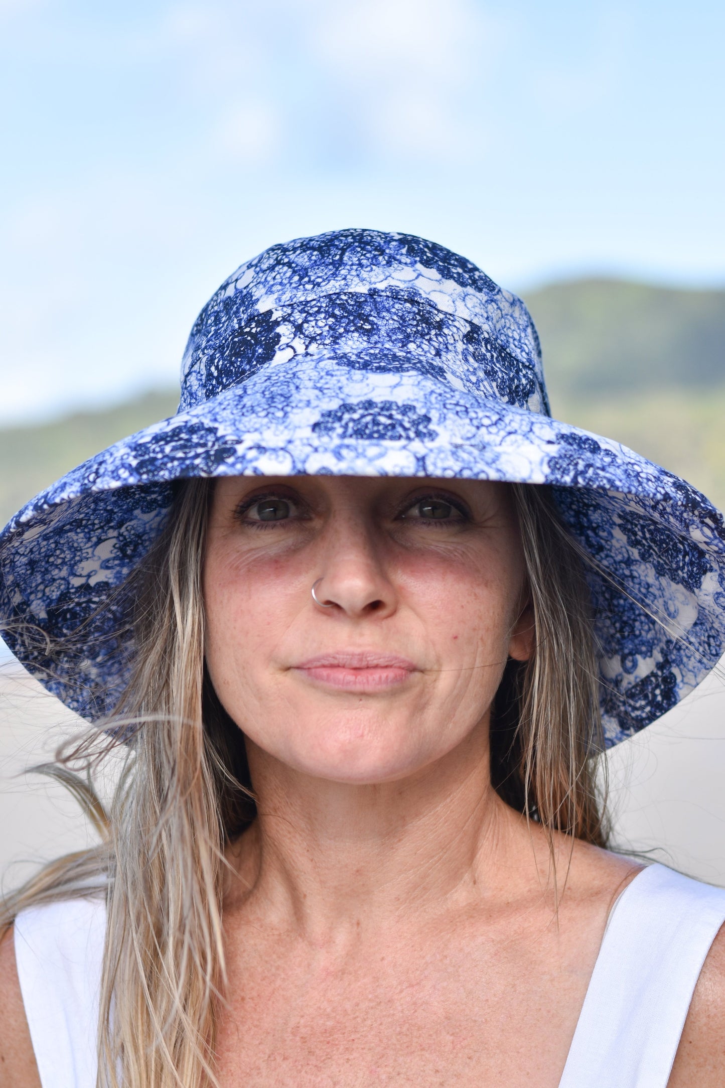 Indigo Blue Linen - Standard Brim - The Noosa Hat