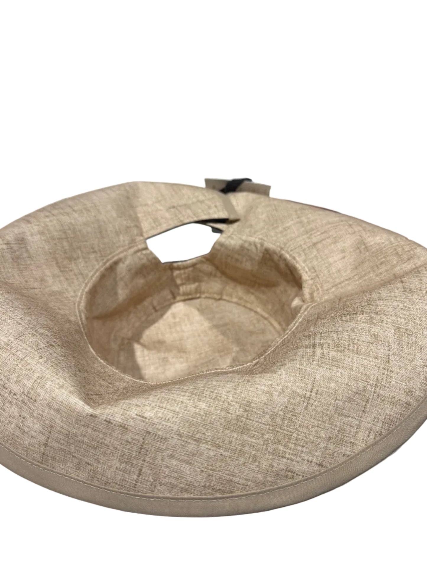 Reversible Ponytail Hat - Camel/Navy Cotton
