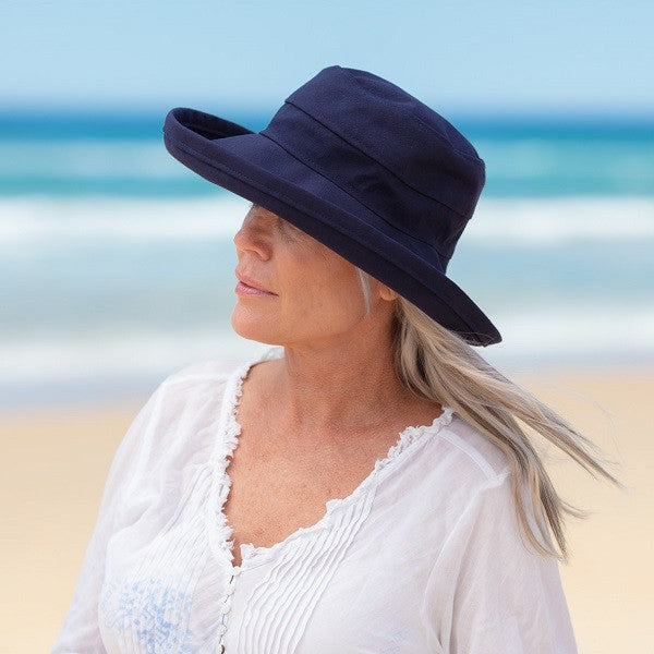 Navy Cotton - Wide Brim - The Noosa Hat