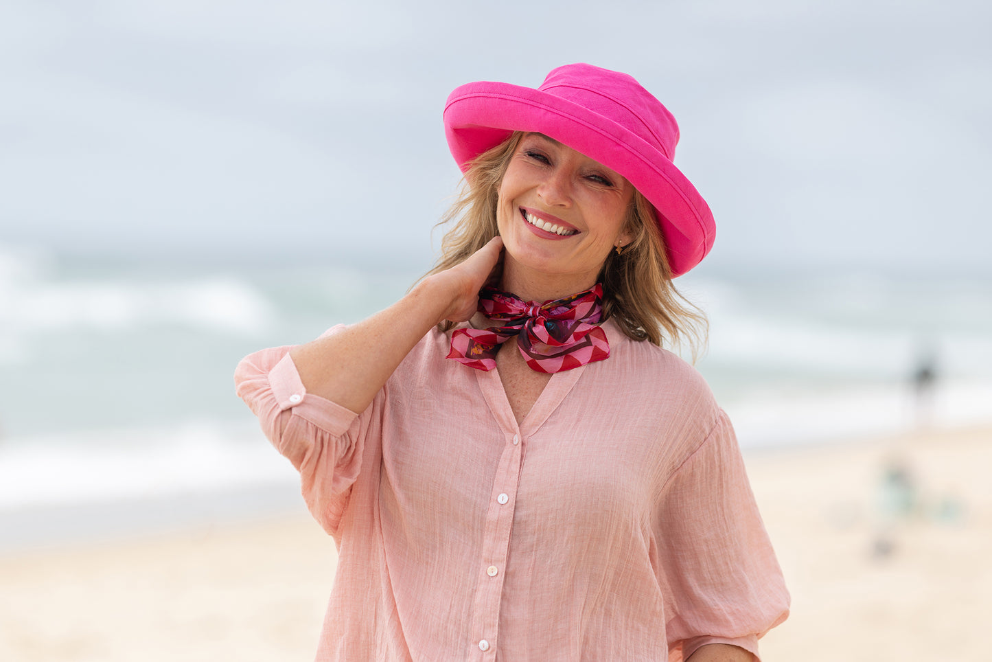 Pink Linen - Wide Brim - The Noosa Hat