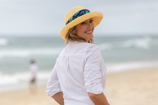Yellow Cotton Knit - Wide Brim - The Noosa Hat