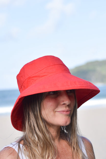 Coral  Linen / Cotton - Standard Brim - The Noosa Hat