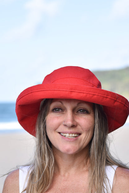 Coral  Linen / Cotton - Standard Brim - The Noosa Hat