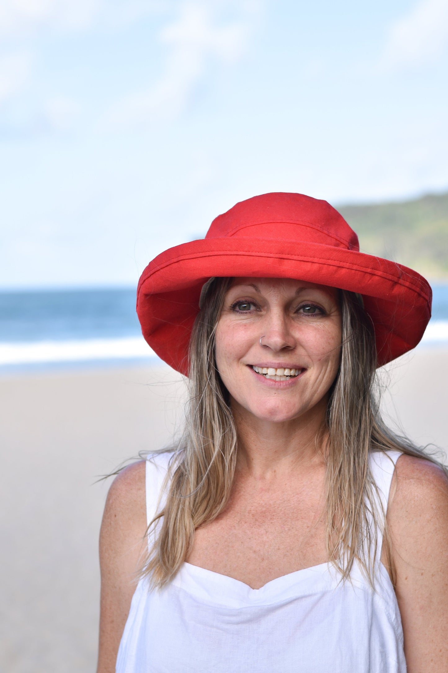 Coral  Linen / Cotton - Standard Brim - The Noosa Hat