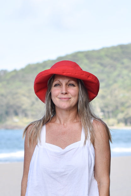 Coral  Linen / Cotton - Standard Brim - The Noosa Hat