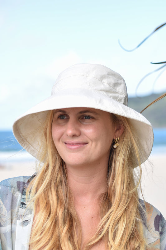 Natural  Woven Cotton - Standard Brim - The Noosa Hat