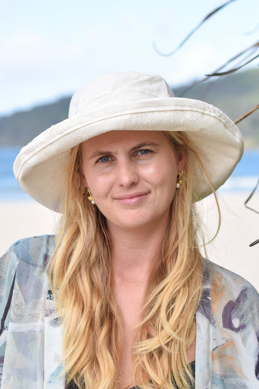 Natural  Woven Cotton - Wide Brim - The Noosa Hat