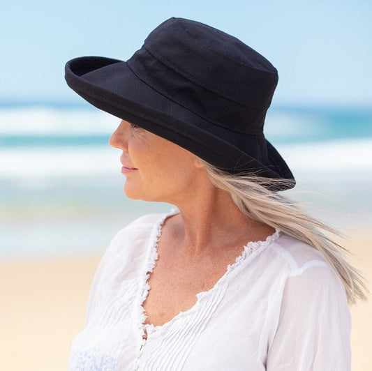 Black Cotton - Wide Brim - The Noosa Hat