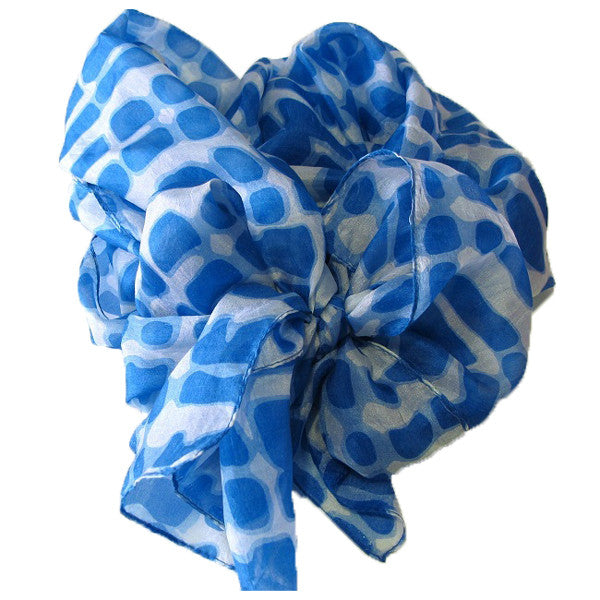 100% Silk Scarf - Topshow Hat Accessory - Blue Print