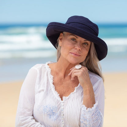 Navy Cotton - Wide Brim - The Noosa Hat