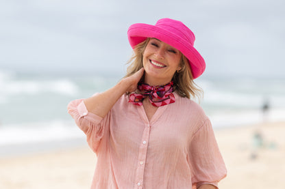 Pink Linen - Wide Brim - The Noosa Hat