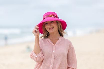 Pink Linen - Wide Brim - The Noosa Hat