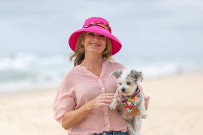 Pink Linen - Wide Brim - The Noosa Hat