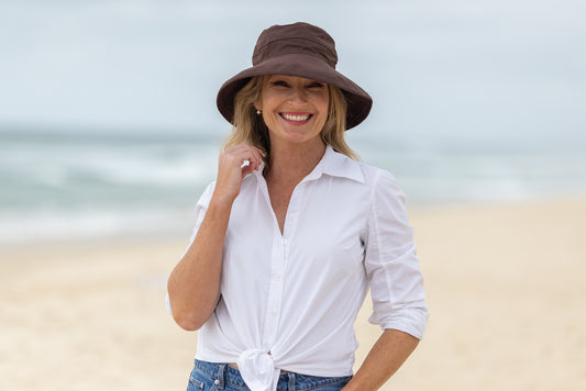 Chocolate Linen - Standard Brim - The Noosa Hat