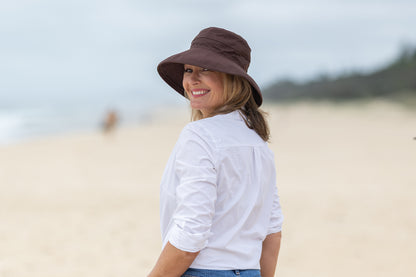 Chocolate Linen - Standard Brim - The Noosa Hat