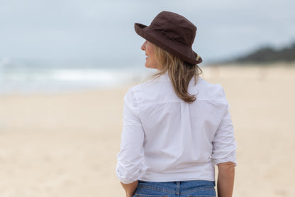 Chocolate Linen - Standard Brim - The Noosa Hat
