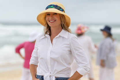 Yellow Cotton Knit - Wide Brim - The Noosa Hat