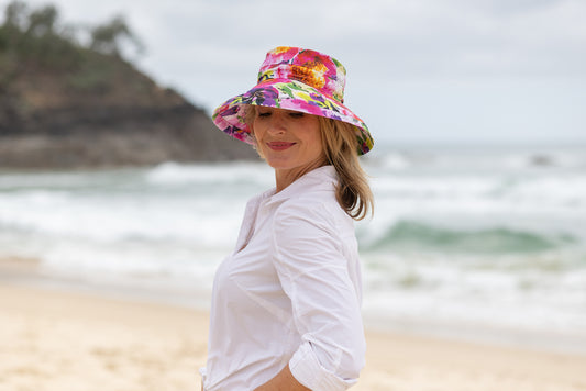Summer Floral - Standard Brim - The Noosa Hat Linen Collection