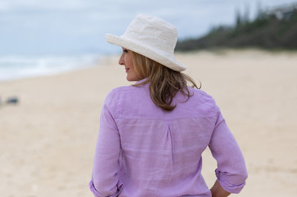 Natural  Woven Cotton - Standard Brim - The Noosa Hat