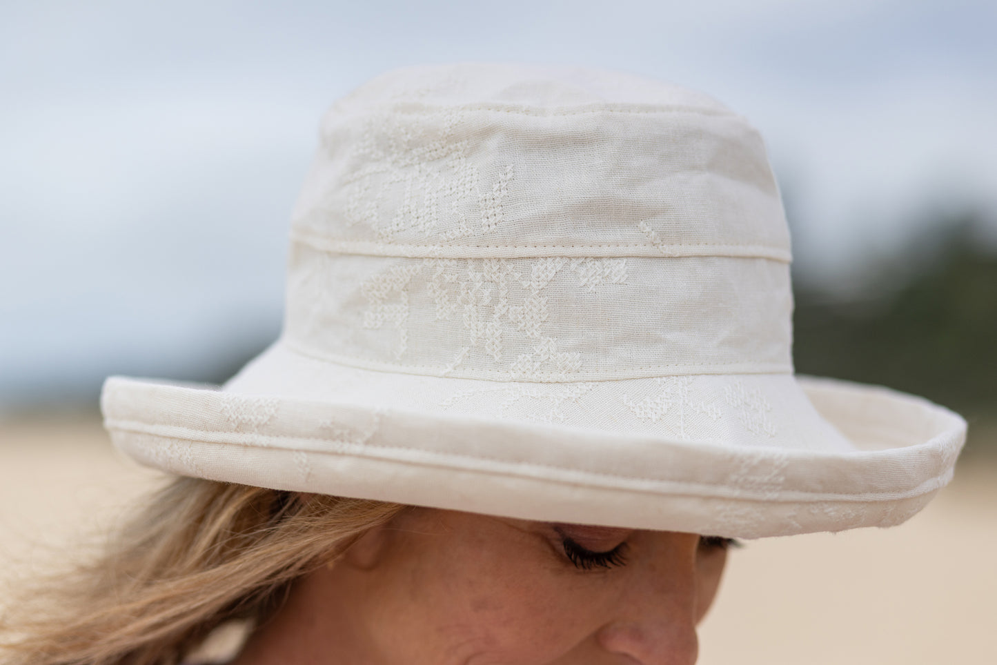Natural  Woven Cotton - Standard Brim - The Noosa Hat