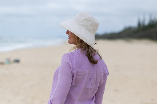 Natural  Woven Cotton - Standard Brim - The Noosa Hat